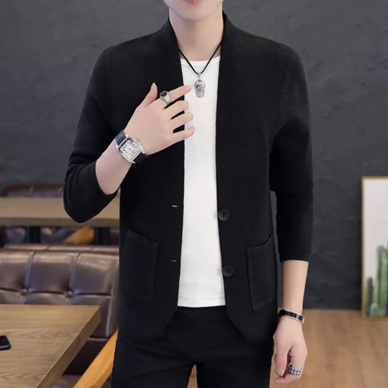 Autumn Cardigan Sweater Coat Men's Long Sleeve Cardigan Thin Men Trend Knitted Slim Sweater Brand Clothing yw571