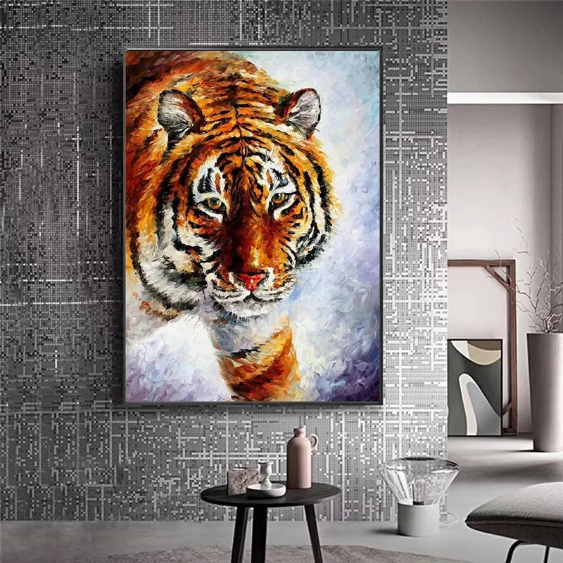 Abstrakte Tiger Poster Palette Messer Gemalde Auf Leinwand Tier Wand Kunst Bilder Fur Wohnzimmer Rahmen Kunstwerk Wohnkultur Cu Painting Calligraphy Aliexpress