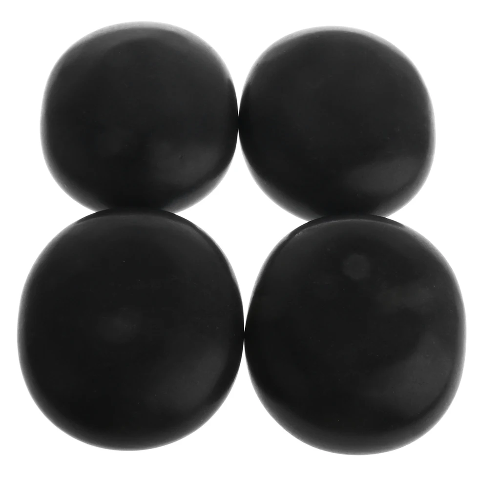 4 Pieces Large Massage Stone - Black Natural Lava Basalt Stone for SPA Hot & Cold Stones - 9 x 7cm (3.5x2.8 inch)
