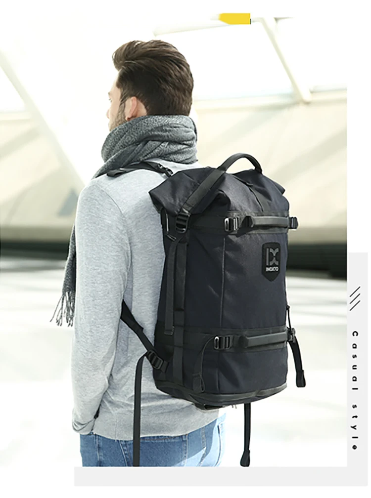 Уличный мужской рюкзак, повседневная многофункциональная вместительная сумка для ноутбука, походный дорожный рюкзак, трендовый британский стиль, черный, серый