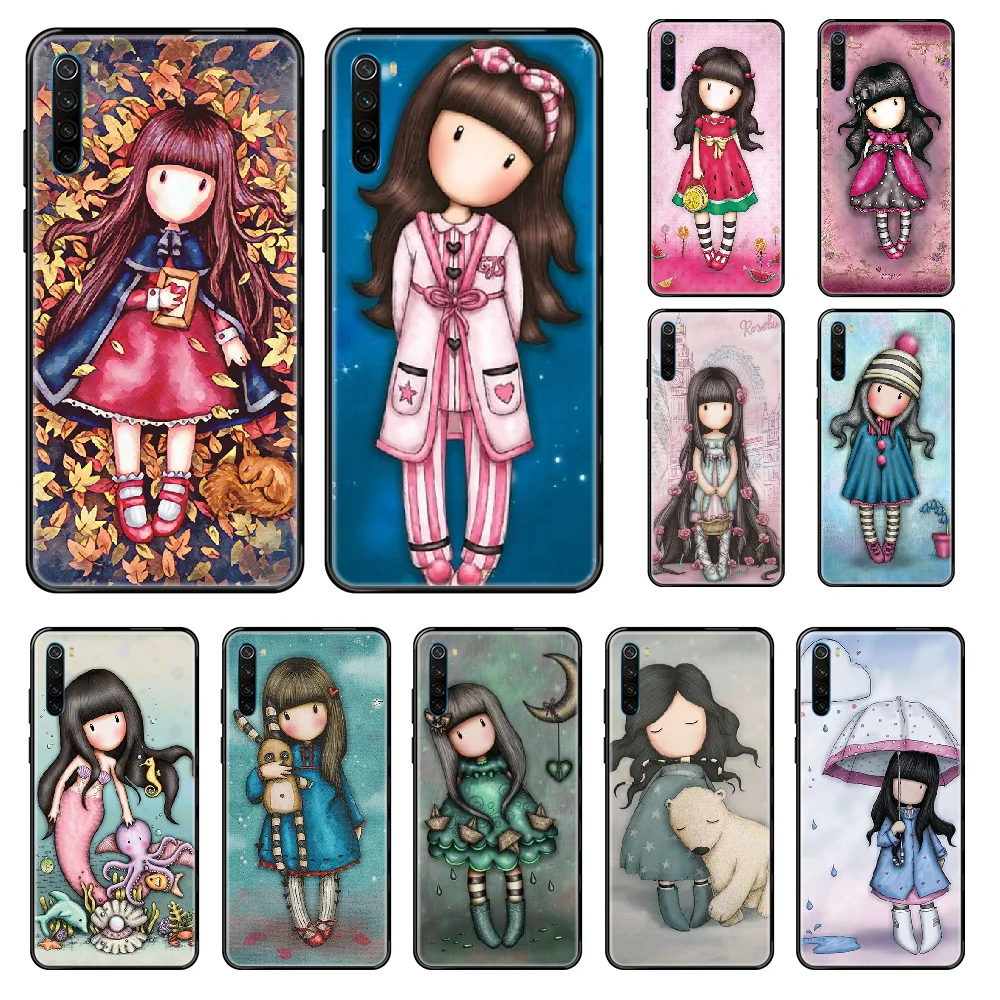 

Cute Santoro Gorjuss Phone case For Xiaomi Redmi Note S2 4 5 6 7 8 A S X Plus Pro black tpu back 3D funda painting coque trend