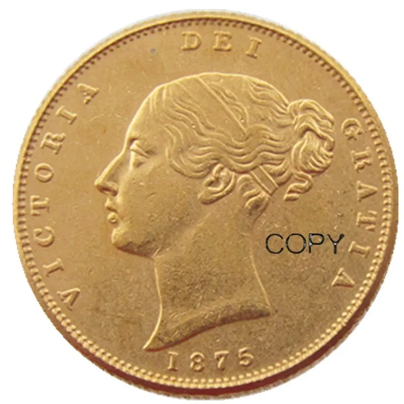 

UK 1875-PS Queen Victoria Young Head Gold Coin Very Rare Half Sovereign Die Copy Coins