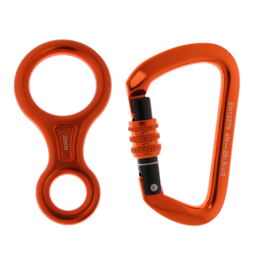 

Figure 8 Descender Screw Locking Carabiner Rappelling Climbing Gear Hardware Orange for Rock Tree Climbing Mountaineering Rescue