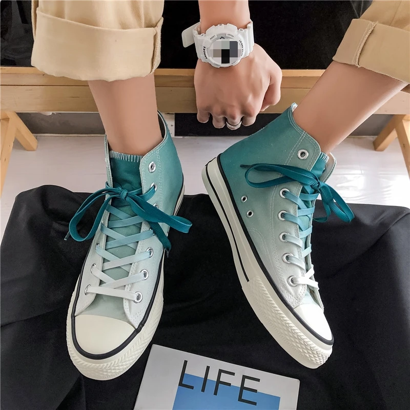 Vulcanize Shoes High-Top Student New Color Casual Mens Summer Spring Canvas for Trendy