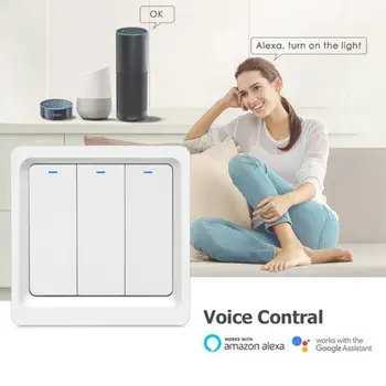 

WiFi Smart Light Switch Tuya App Remote Control Work With Alexa And Google Home EU Standard Touch 1/2/3 Gang