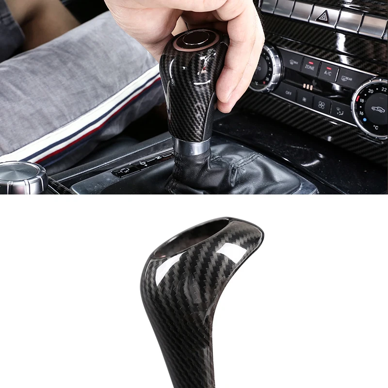 

For Mercedes Benz C Class W204 2007-2013 Car Carbon Fiber Texture Interior Center Control Gear Shift Head Cover Replacement Trim