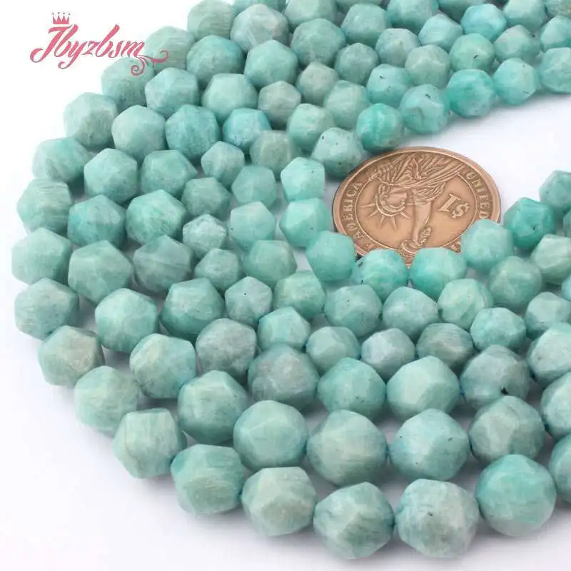 8mm 10mm Round Faceted Green Amazonite Natural Stone Spacer Beads for DIY Charm Accessories Necklace Bracelet Jewelry Making 15