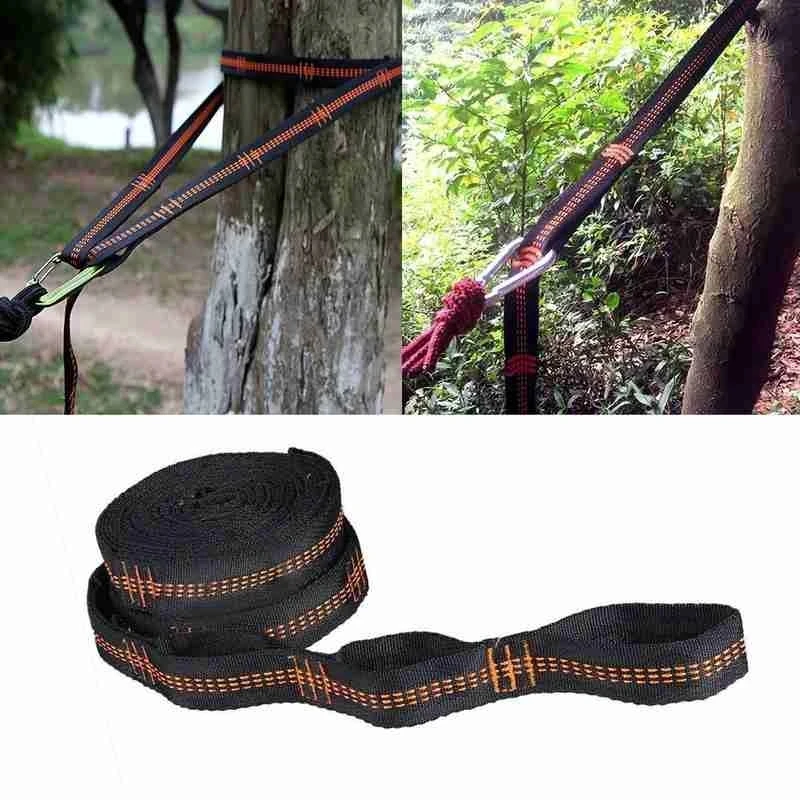 2pcs 2m Hammock Strap Outdoor Camping Hammock Garden Swing Straps Rope 250KG Load Tree Hanging Load-Bearing Strap Rope hammock straps