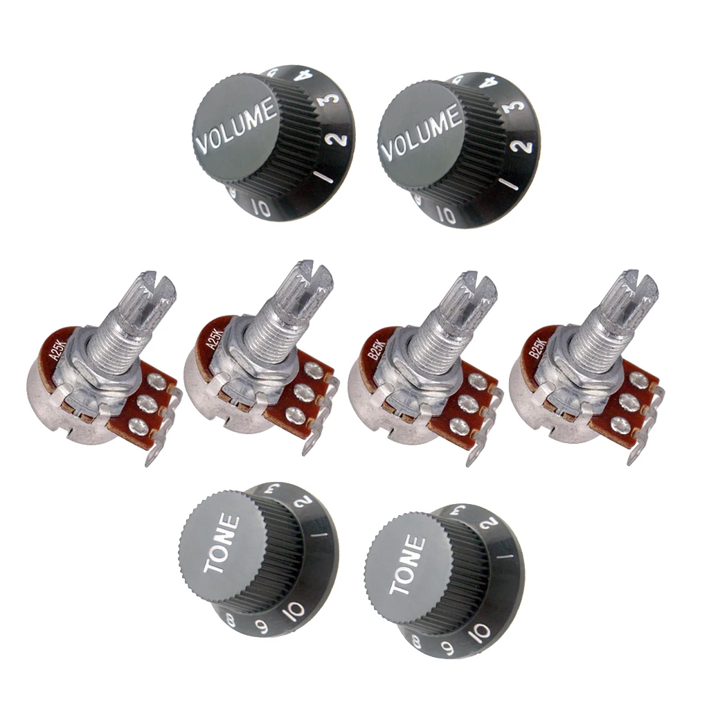 Guitar Speed Control Knob and 18mm Split shaft Guitar Volume Tone Pots Black