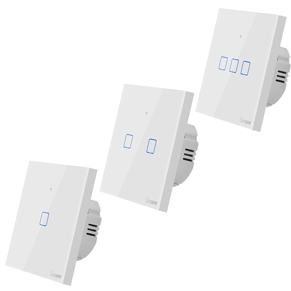 

SONOFF T1EU 1/2/3C Gang Smart home Wifi Wall Switch Wireless eWeLink APP/433RF/Voice/Touch Control Works With Alexa