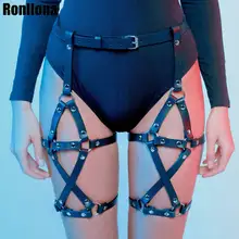 Garter belt Leather Harness Party Sexy Women's PU Belt For Stocking Female Erotic BDSM Leg Cage Body Bondage Leg Cage Bow Garter