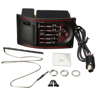 

Easy Install Instrument Preamp Multifunctional Amplifier Tone Tuner Accurate 5 Band Tools Sound Guitar Pickup Portable Equalizer