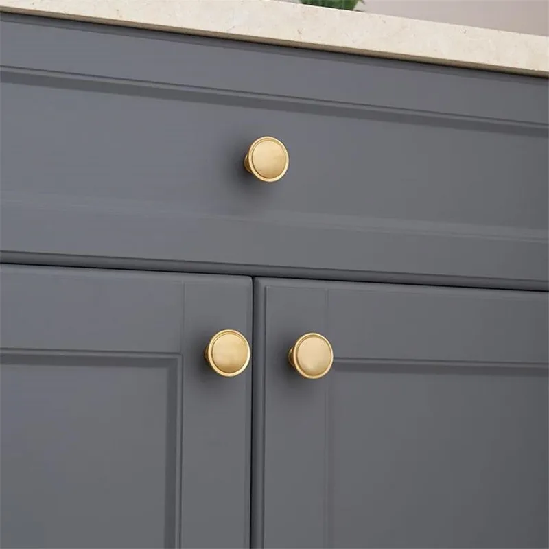 1Pc Simple Round Shaped Single Hole Cabinet Door Handle Solid Brass Wardrobe Wine Drawer Handles Gold Pure Copper Diy | Обустройство