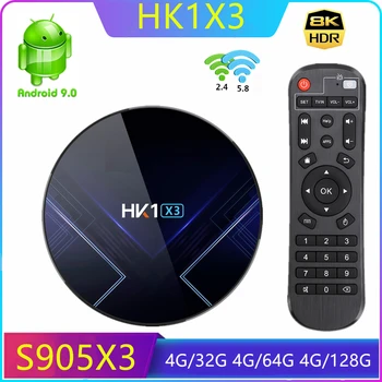 

HK1 X3 Amlogic S905X3 Smart TV BOX Android 9.0 4GB RAM 32GB 64GB 128GB ROM 2.4G/5G wifi Bluetooth 4K UHD Set Top Box android box