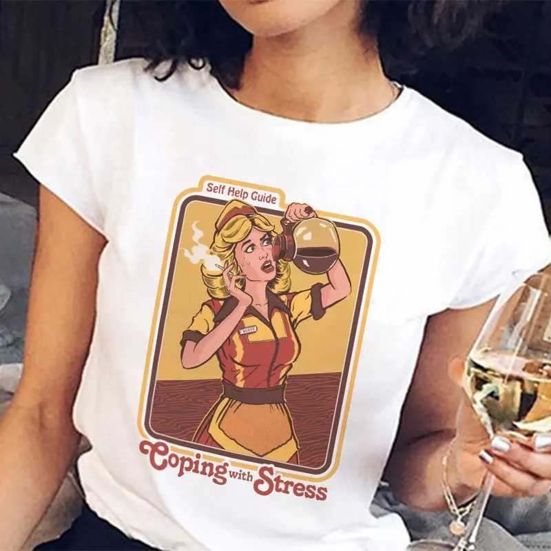 Харадзюку Каваи одежда Винтаж 80s 90s футболка гид самопомощи Графический Тройник