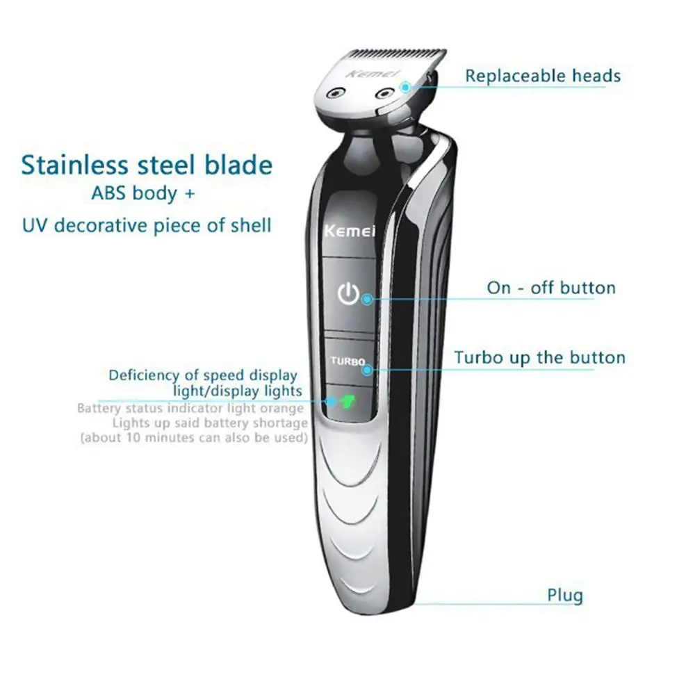 Portable Rechargeable Electric Hair Trimmer Professional 5-in-1 Multi-function Hair Clipper Beard Trimer For Men Grooming