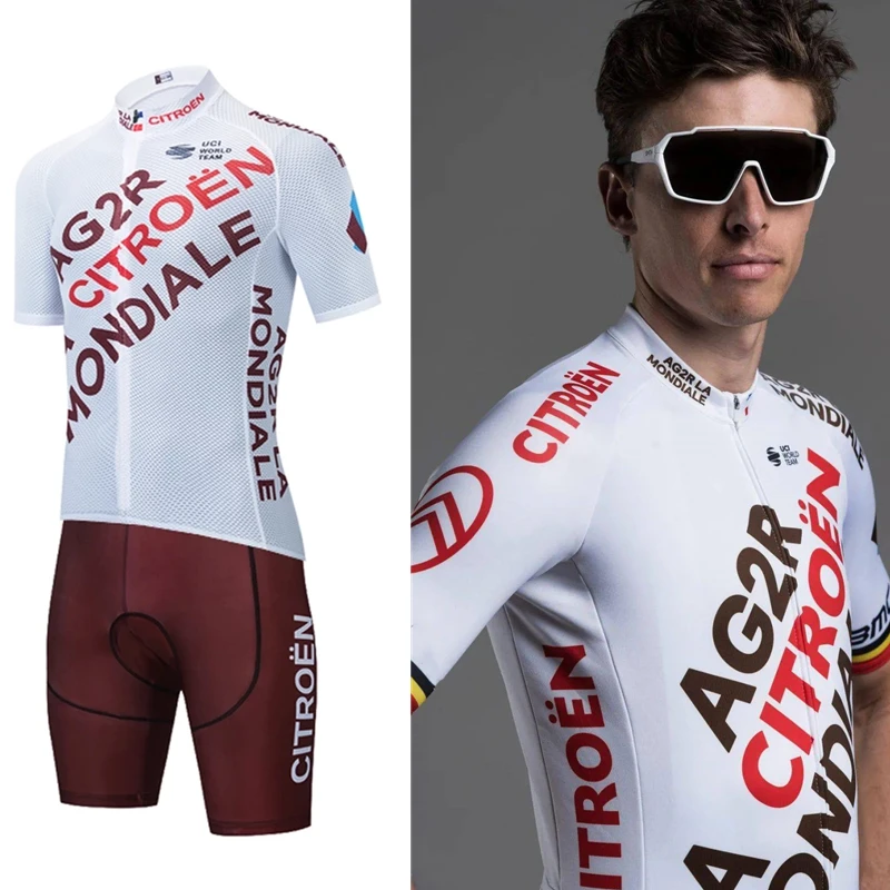 Camiseta y pantalón corto de Ciclismo para hombre, Ropa de secado rápido, equipo AG2R, novedad de verano, 2021
