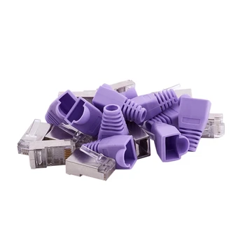 

10 Pcs Metal Shielded 8P8C RJ45 Plug End Network Connectors w Boots Cover