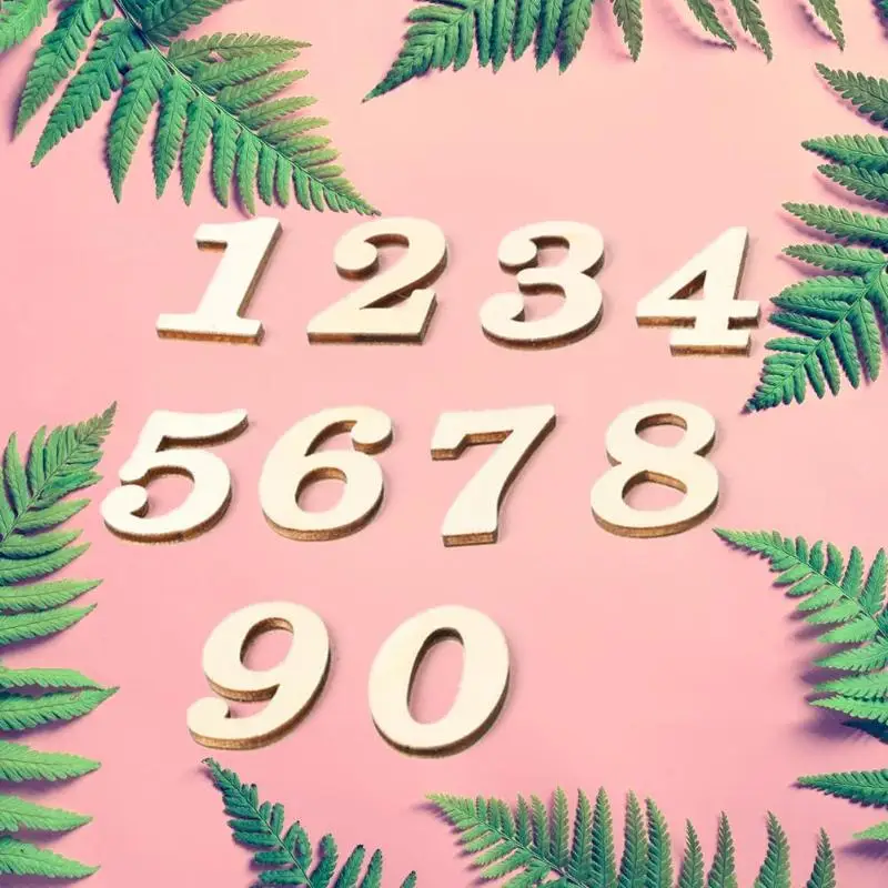 

10pcs Rustic Wooden Digital Number Adornment DIY Craft Table Scatter Self-adhesive Home Decoration Shooting Props