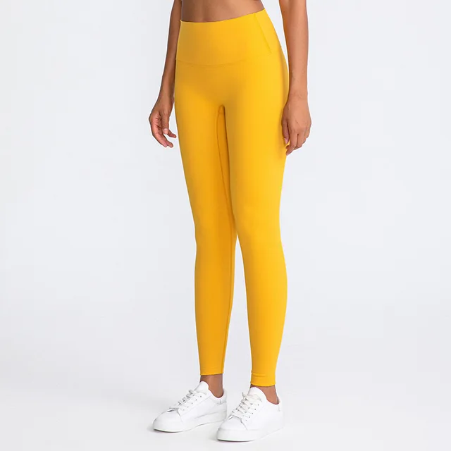Lulu Quality Leggings Sport Women Fintess Tight High Waist Yoga Pant Butter Soft Gym Clothe 100%squat Proof Compression Athletic Ginkgo Yellow