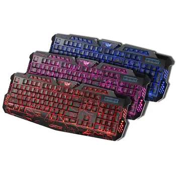 

Colorful Breathing Crack Gaming Keyboard Mice Sets Backlight LED USB Wired Keyboard Mouse Russian Layout Combos