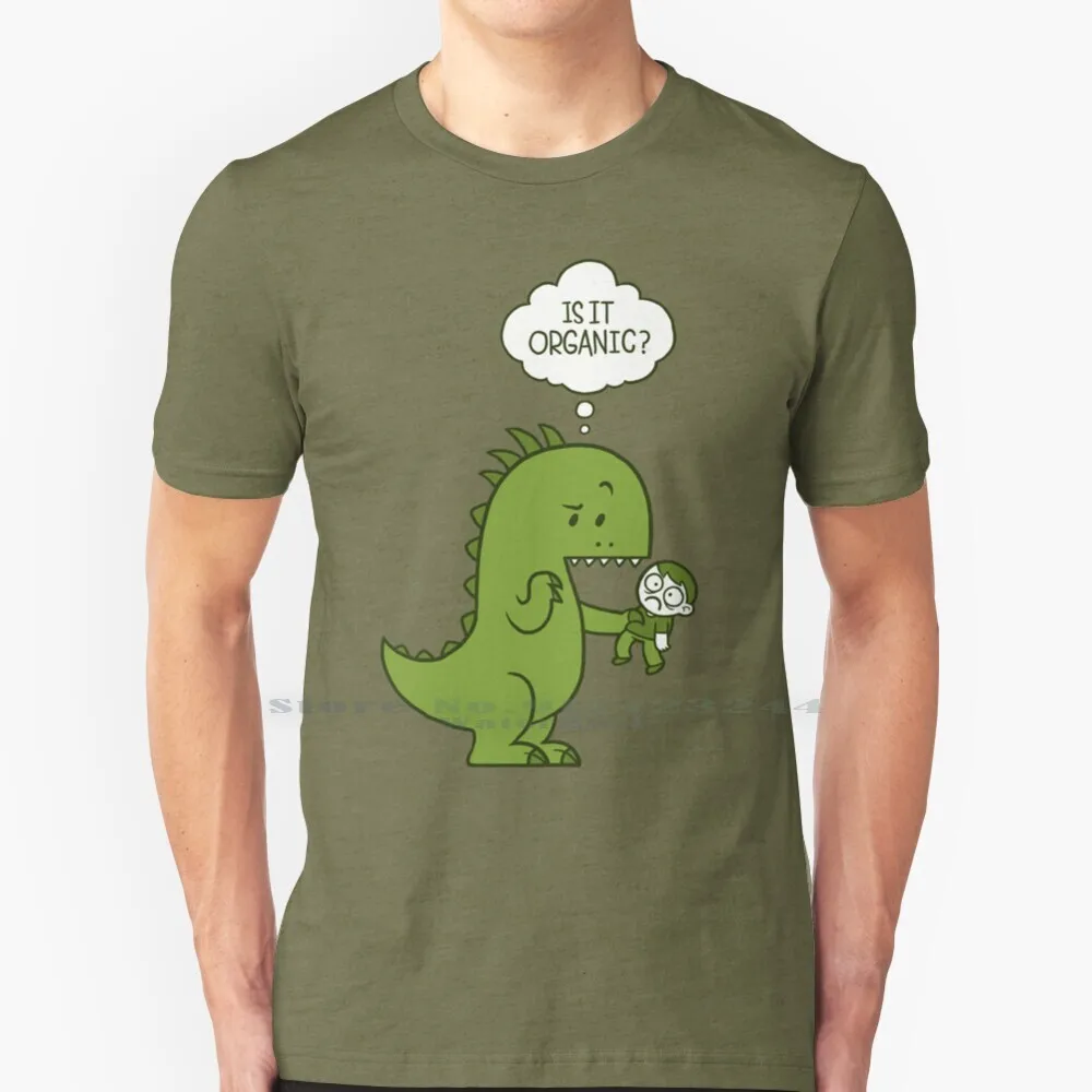 Maglietta Dinosauro Organico 100% Puro Cotone Dinosauro Nutrizione Hipster Organico Divertente Mondo Carino Indominus Rex Schlogger Comic