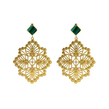 

Luxury Vintage Hollow Out Leaves Design Drop Earrings for Women New Fashion Gold Color Shell Statement Earrings Drop Shipping