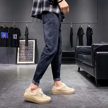 

Autumn 2019 men's 9-point jeans casual simple Korean version elastic slim Leggings