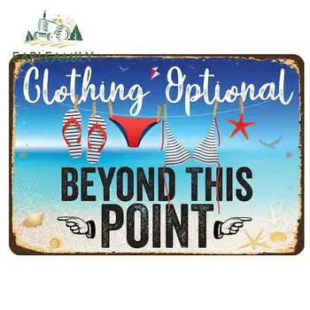 

EARLFAMILY 13cm x 9cm for Metal Sign - Clothing Optional Beyond This Point Car Decal Waterproof DIY 3D Funny Car Stickers