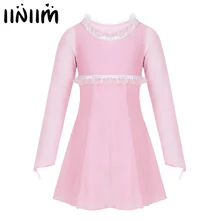 Новинка; детское платье для фигурного катания с блестками для девочек; трико с оборками для гимнастики, катания на роликах, катания на коньках; балерины; танцевальное трико; платье