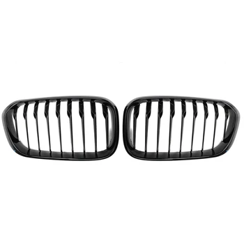 

1 Pair Car Front Bumper Kidney Grilles For BMW F20 F21 LCI 5D 3D 1-Series 120i 2015-2017 Racing Grille Gloss Black 1 Slat