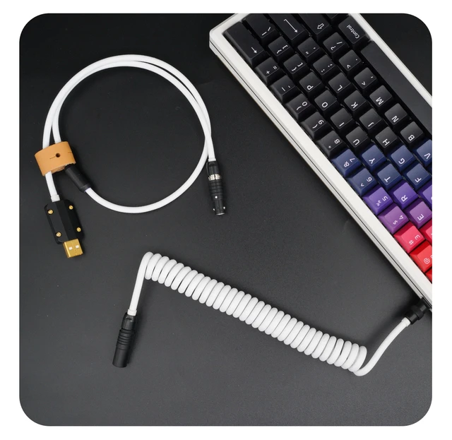 Geekcable – câble tressé en spirale pour clavier mécanique, fait à la main,  personnalisé, en caoutchouc, noir, or, blanc - AliExpress