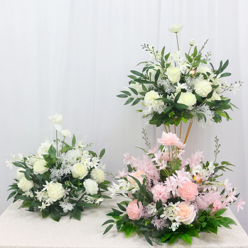 JAROWN 40cm Silk Artificial Rose Hydrangea Flower Ball Wedding Centerpieces Arrangement Decor Wedding Party Backdrop Flores Accessories (41)