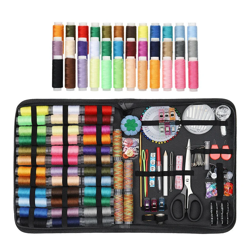 

200pcs Home Mini Sewing Kit Portable Travel DIY Stitching Tool Scissors Thimble Needles Thread Tape Measure Set