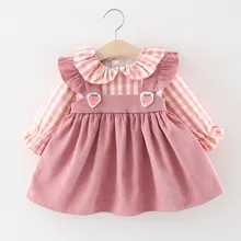 baby girl dress Toddler Baby Kids Girls Ruffles Plaid Strawberry Patchwork Casual Baby Dress Clothes vestido infantil