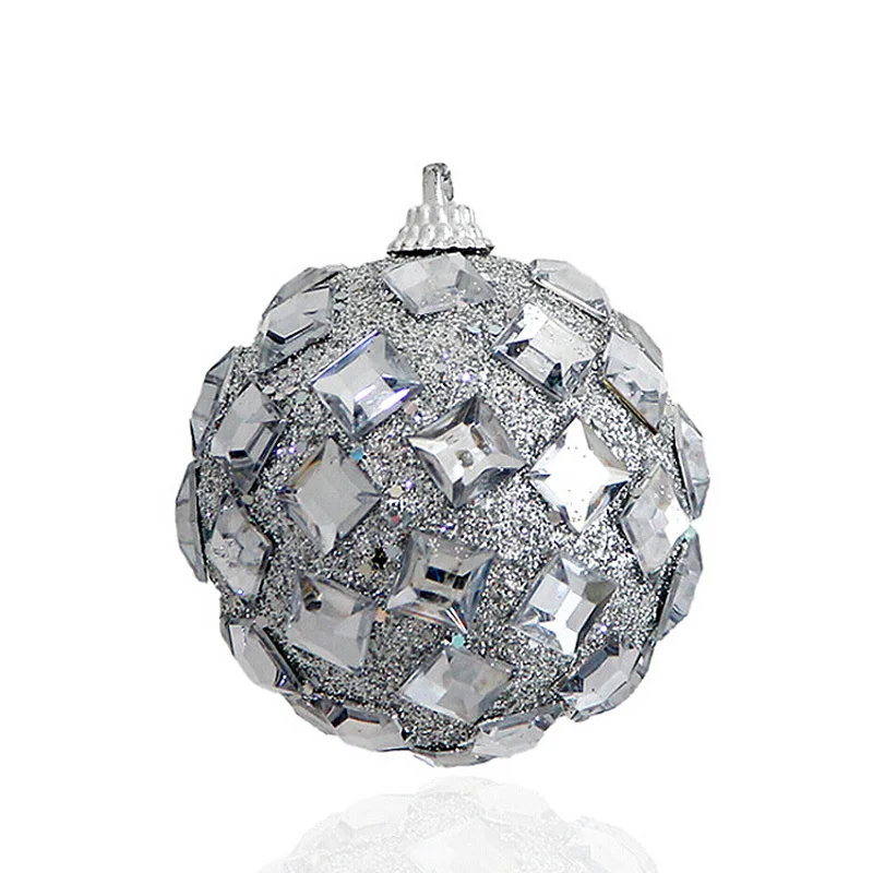Silver 7/8 см веселый рождественский горный хрусталь блеск фенечки дерево шарики украшения для дома Рождественская игрушка пенопластовые шарики украшения - Цвет: Silver