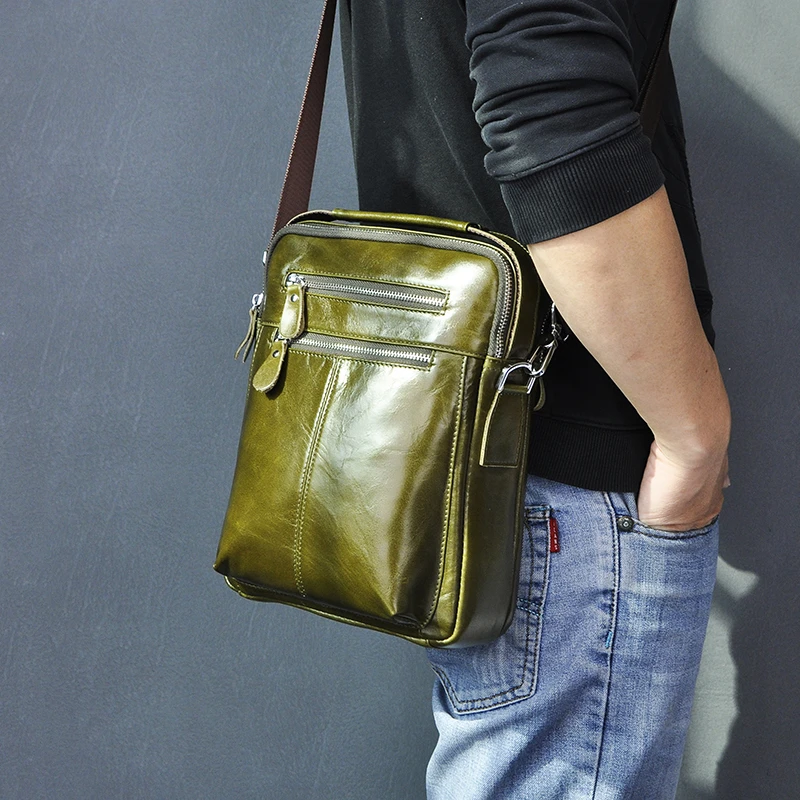 Bolso bandolera informal cuero para hombre, bolsa cruzada de Moda Verde, de ", 5010G|Bolsos bandolera| - AliExpress