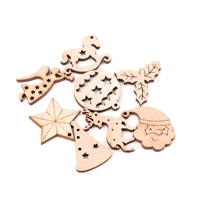 30mm 40 stücke Holz Weihnachten Serie Muster Scrapbooking Handwerk DIY Verzierung für Handgemachte Nähen Hause Dekoration MZ428