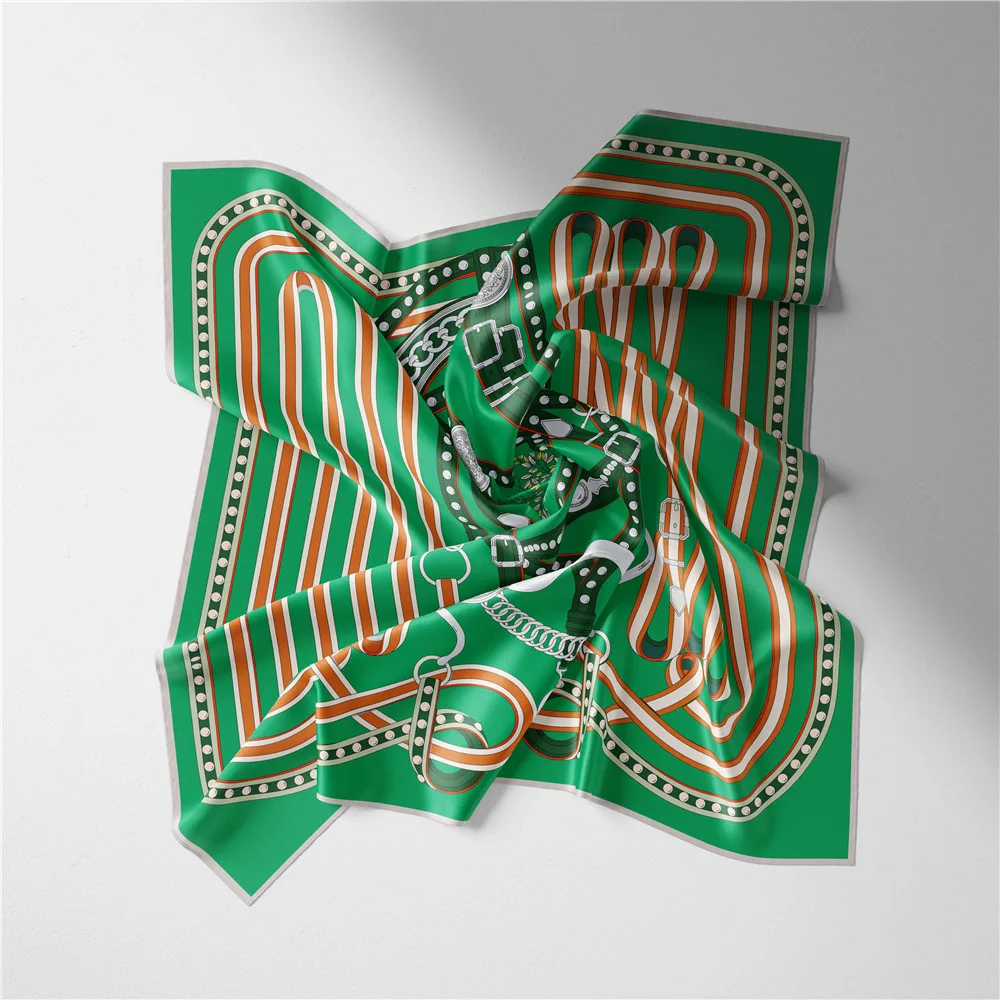 53cm Pferdes eil druck Modemarke quadratischer Schal 2024 Design Seide Frauen Schal Bandana Luxus Stirnband Hijab Halstuch – Detail 9