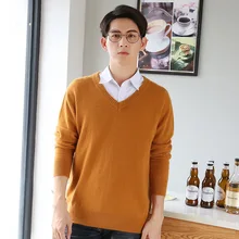 Новинка, зимняя мужская теплая кашемировая шерсть пуловер свитер в повседневном стиле с v-образным вырезом, модная трендовая вязка, разноцветные шерстяные пальто, мужские топы