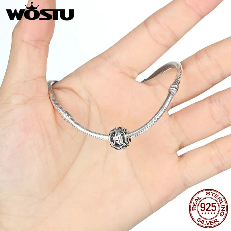 1 шт. буквы A Z WOSTU натуральная 925 пробы серебро ажурные Готический Винтаж