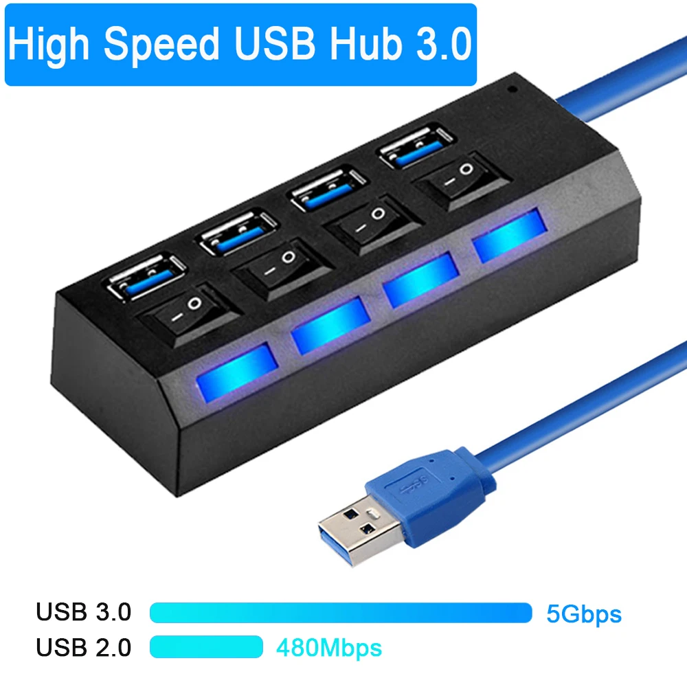 USB 3,0 концентратор 2,0 концентратор Мульти USB разветвитель 4/7 порт расширитель несколько USB 3 Hab USB3.0 концентратор с переключателем для ПК