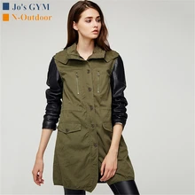 Модная женская куртка в стиле милитари с несколькими карманами, износостойкие Длинные свободные пальто, уличные Куртки из искусственной кожи с длинными рукавами и капюшоном