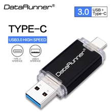 DataRunner OTG USB флеш-накопитель 2 в 1 USB3.0 и type-C флеш-накопитель 16 ГБ 32 ГБ 64 Гб 128 ГБ 256 ГБ флеш-накопитель высокоскоростной USB карта памяти
