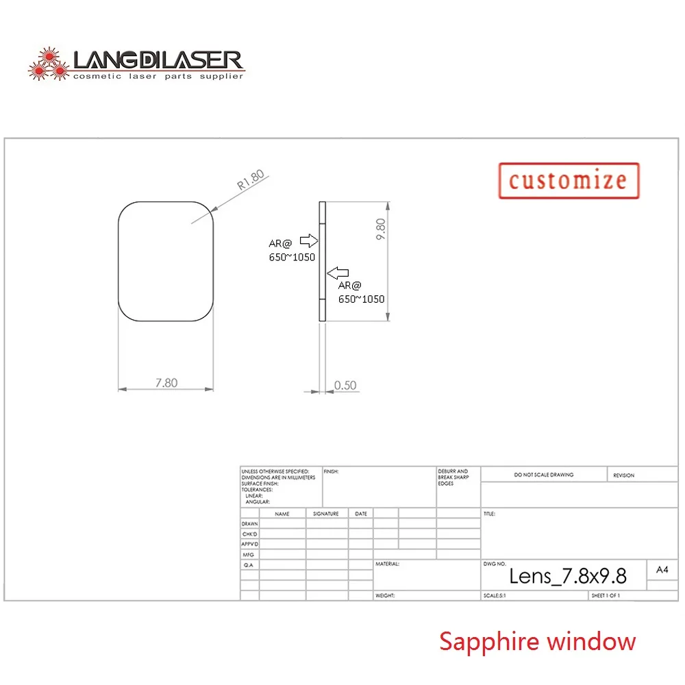 Dimensioni: 17*17 15*15, Laser A Diodi 808Nm Windows, Laser A Diodi Ar @ 808Nm Windows