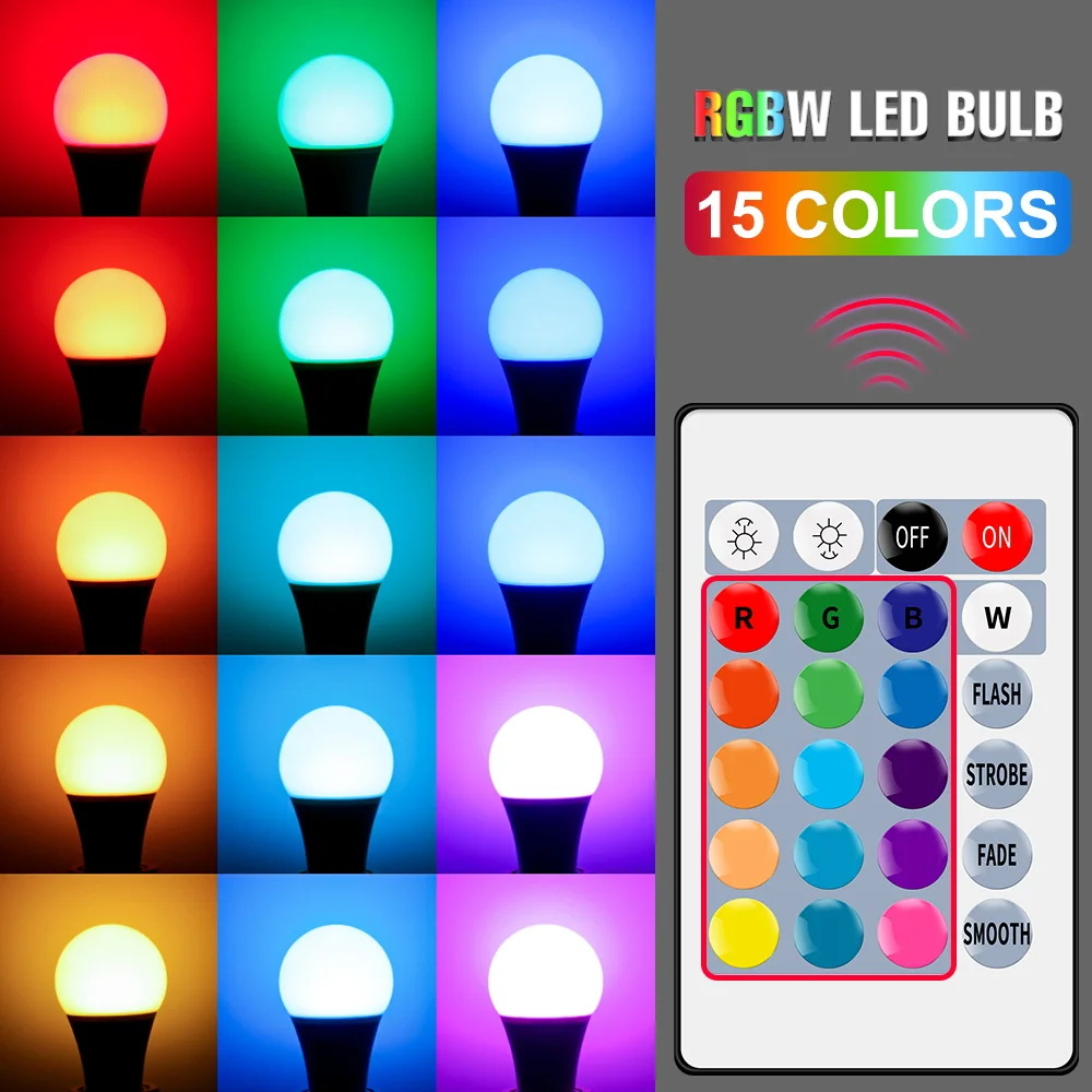 Светодиодный RGB светильник Blub 5 Вт 10 15 точечный 220 в E27 светодиодная лампа с 16