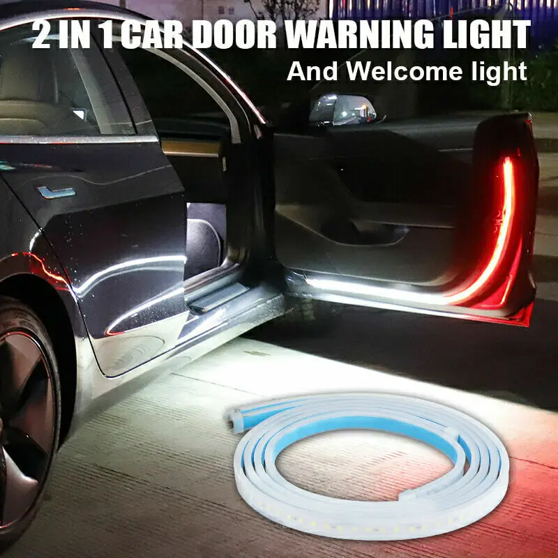 

2pcs Led Car Open Door Warning Light Safety Anti-Collision Flash Lights Waterproof Welcome Lights Strip LED Strobe Flashing Lamp