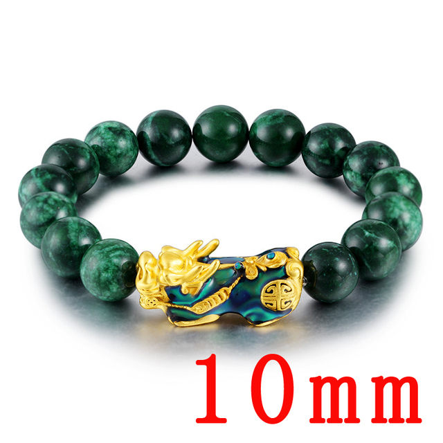 Shui Obsidian Stone Beads Bracelet Men Women Unisex Wristband Gold Black Pixiu Wealth and Good Luck Color Changing Bracelet