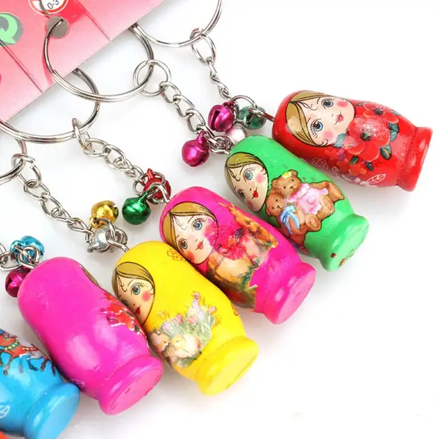 Gran Oferta De 12Pcs/Set Russian Nesting Dolls Key Ring Babushka Matryoshka Figurines Kids Children Toys Birthday Gift Keychains 1