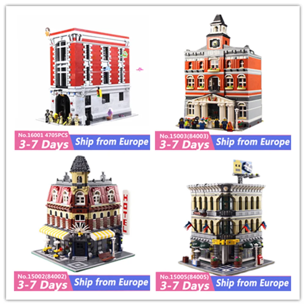 

LP 16001 15002 15003 15005 lp house Creator Expert City Street View building blocks Brick compatible 10224 75827 10211 30008 toy